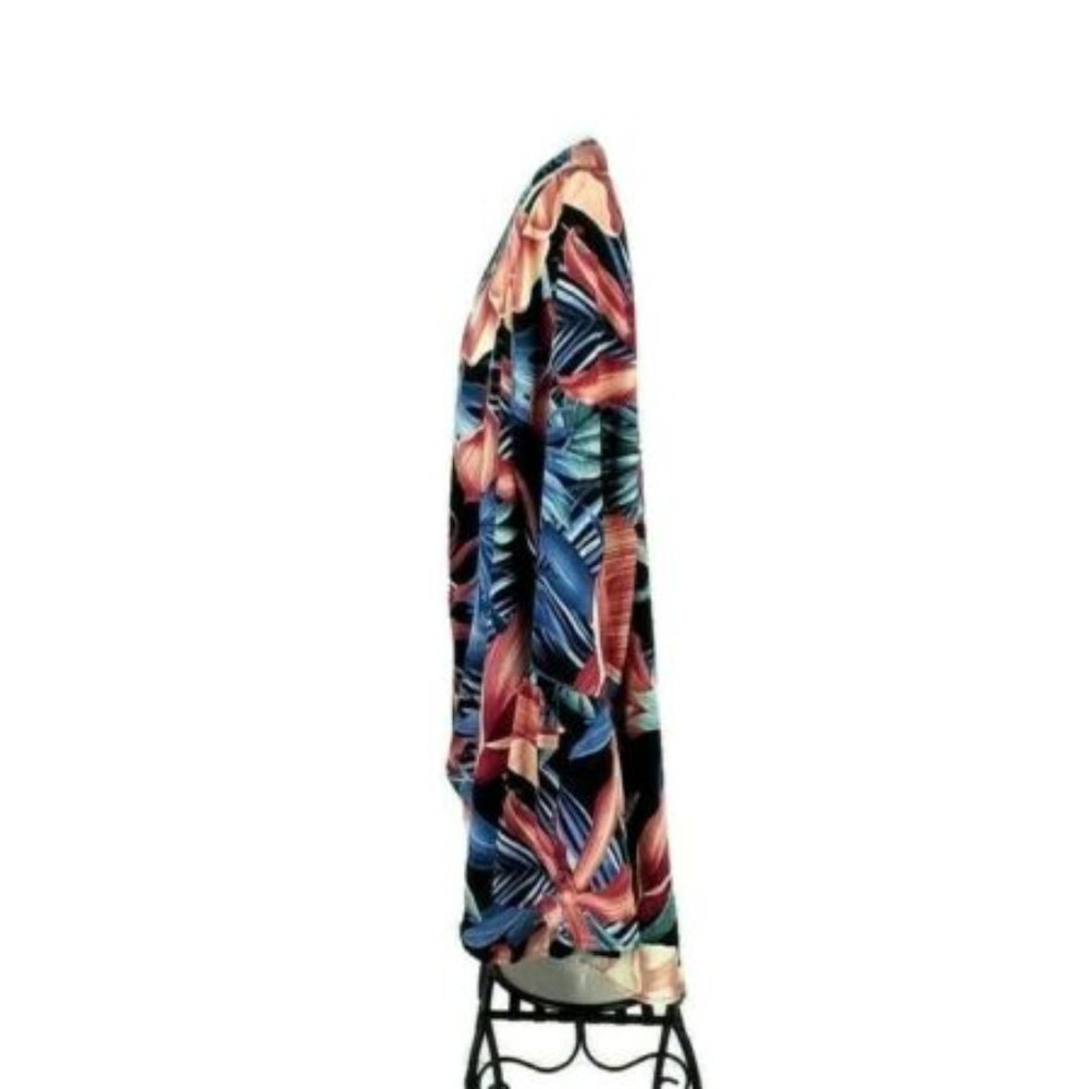 ODDY Tropical Floral Ruffle Bell Sleeve V Neck Blouse Multicolor Plus 3X NWOT - Picture 6 of 12